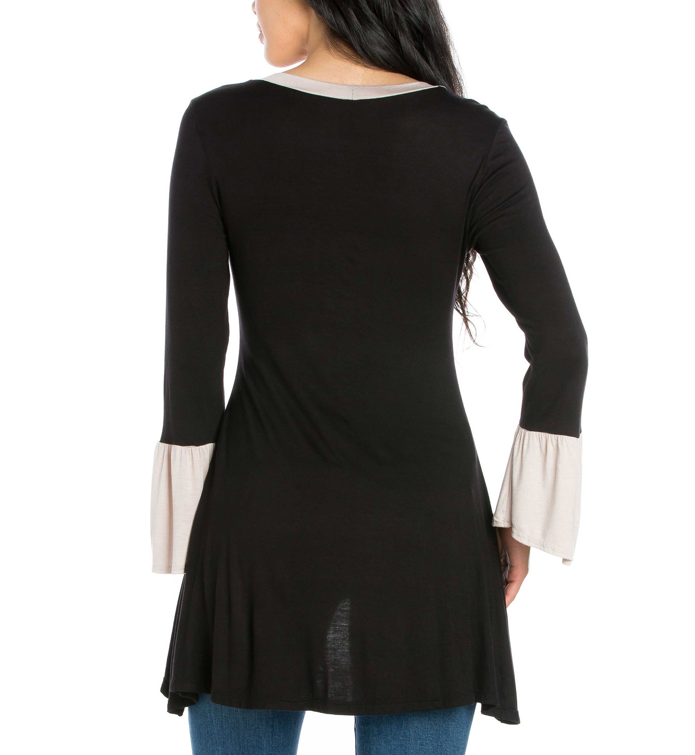 Womens Bell Sleeve High Low Tunic Top