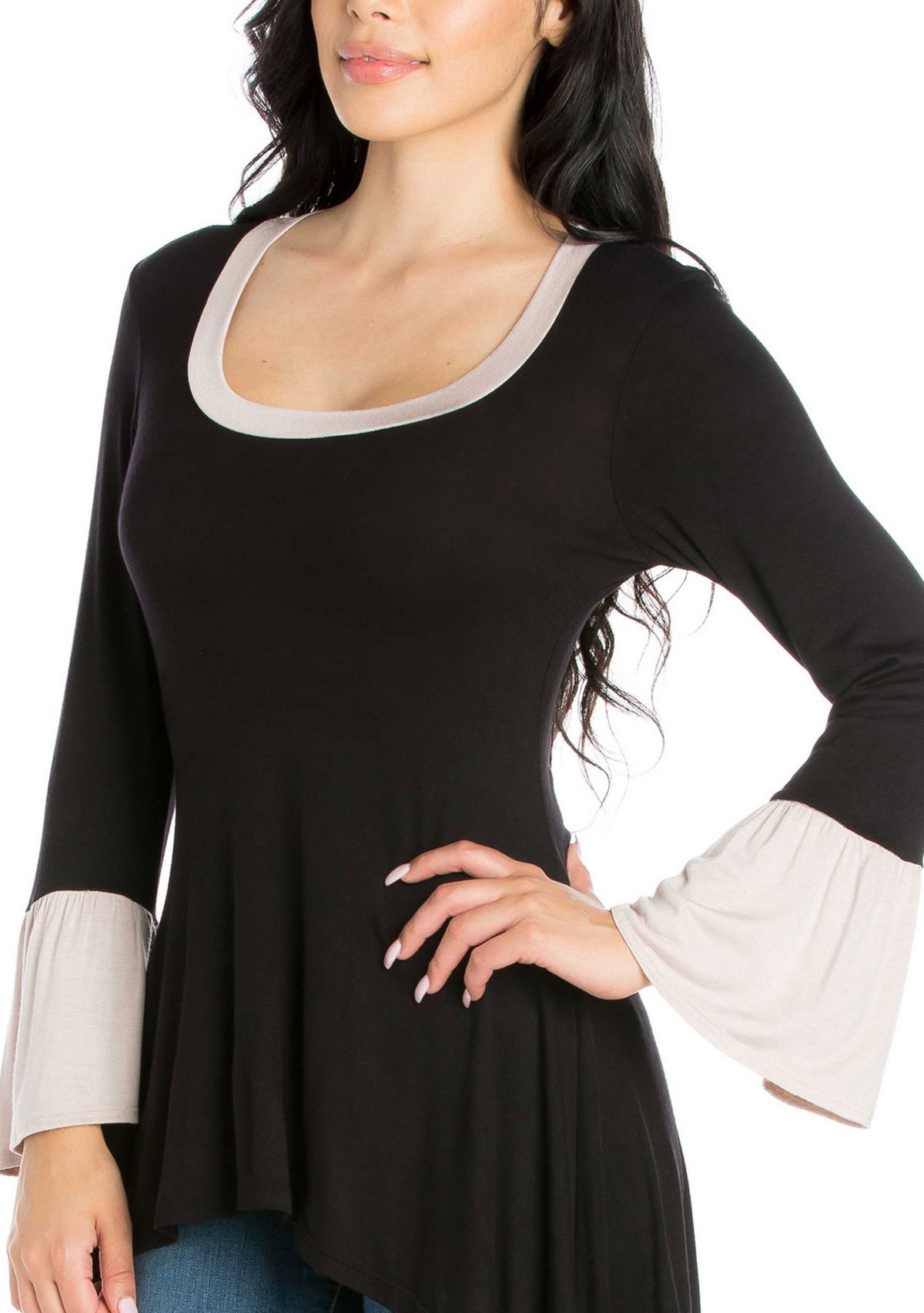 Womens Bell Sleeve High Low Tunic Top