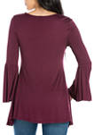 Womens Long Bell Sleeve Flared Tunic Top