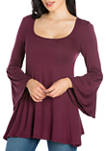 Womens Long Bell Sleeve Flared Tunic Top