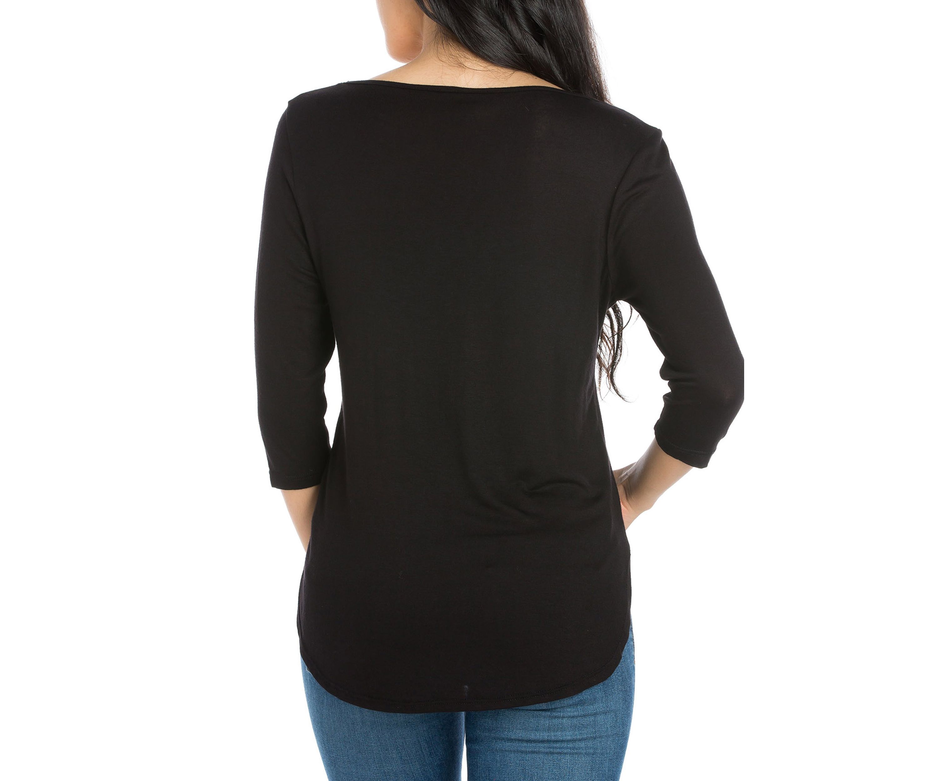 Womens Criss Cross Round Hemline Tunic Top