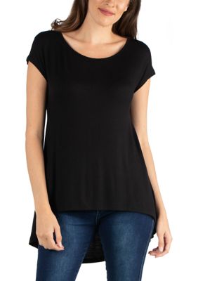 24seven Comfort Apparel Women's Scoop Neck High Low Top | belk