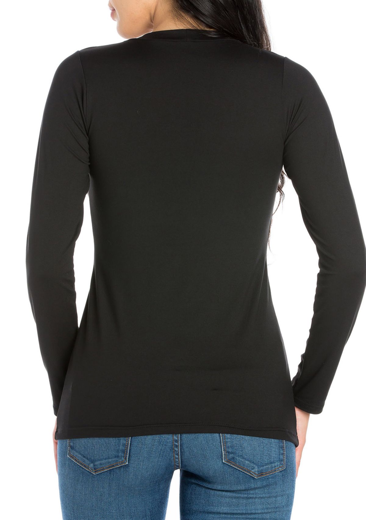 Womens Solid Long Sleeve Scoop Neck Top