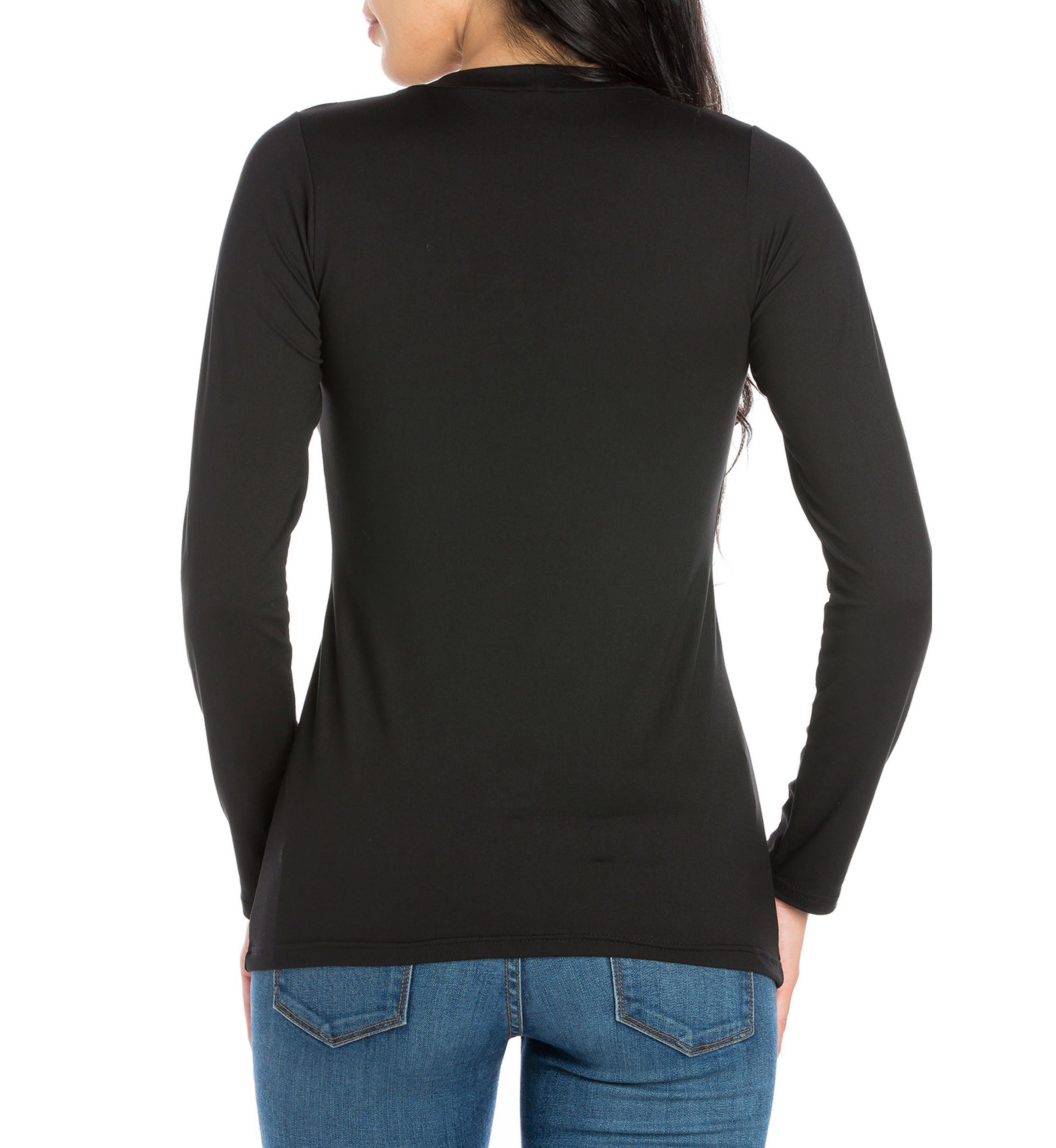 Womens Solid Long Sleeve Scoop Neck Top