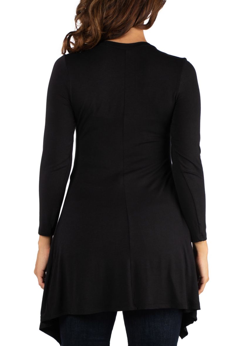 Womens Long Sleeve Split Hemline Tunic Top