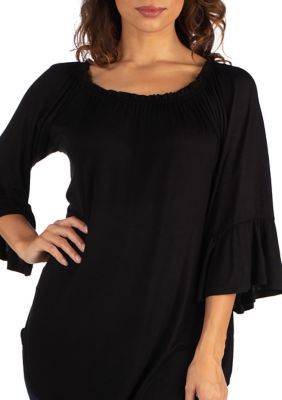 24seven Comfort Apparel Women's Bell Sleeve Loose Fit Tunic Top