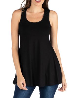 24seven Comfort Apparel Women's Scoop Neck Sleeveless Tunic Top, Black, 1X