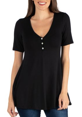 24seven Comfort Apparel Women's Short Sleeve Tunic Top