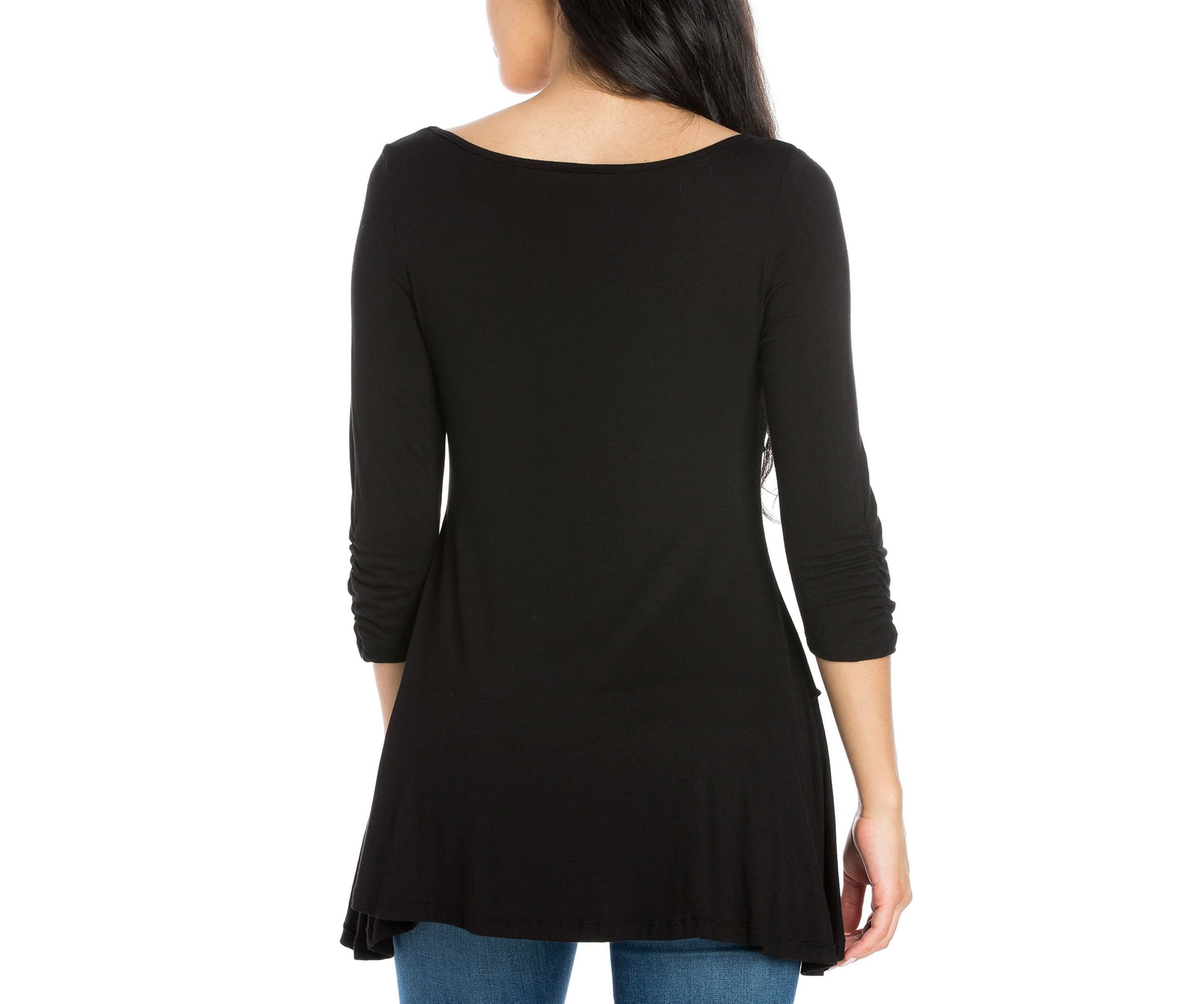 Womens Ruched Sleeve Swing Tunic Top