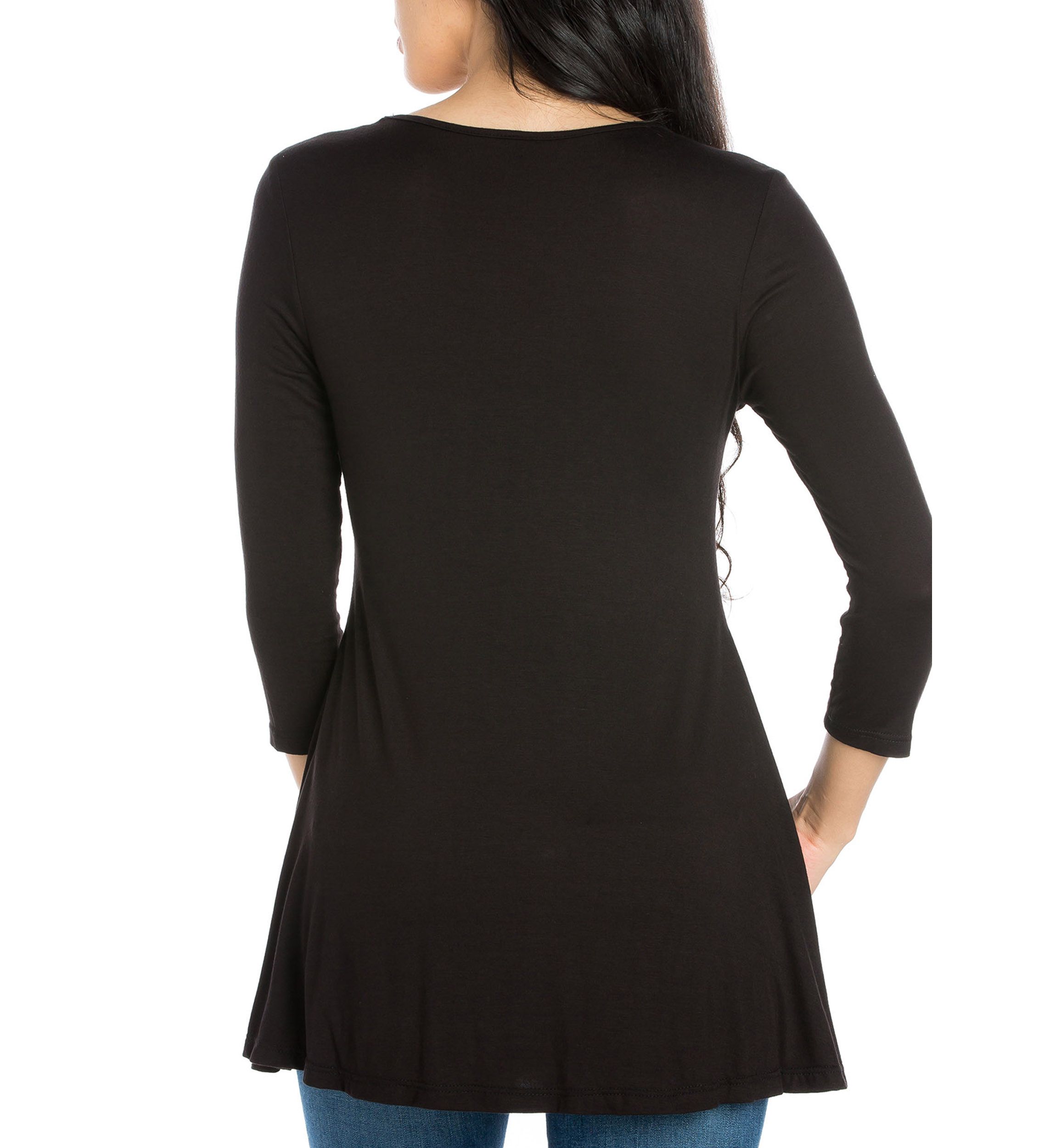 Three Quarter Sleeve V-Neck Tunic Top