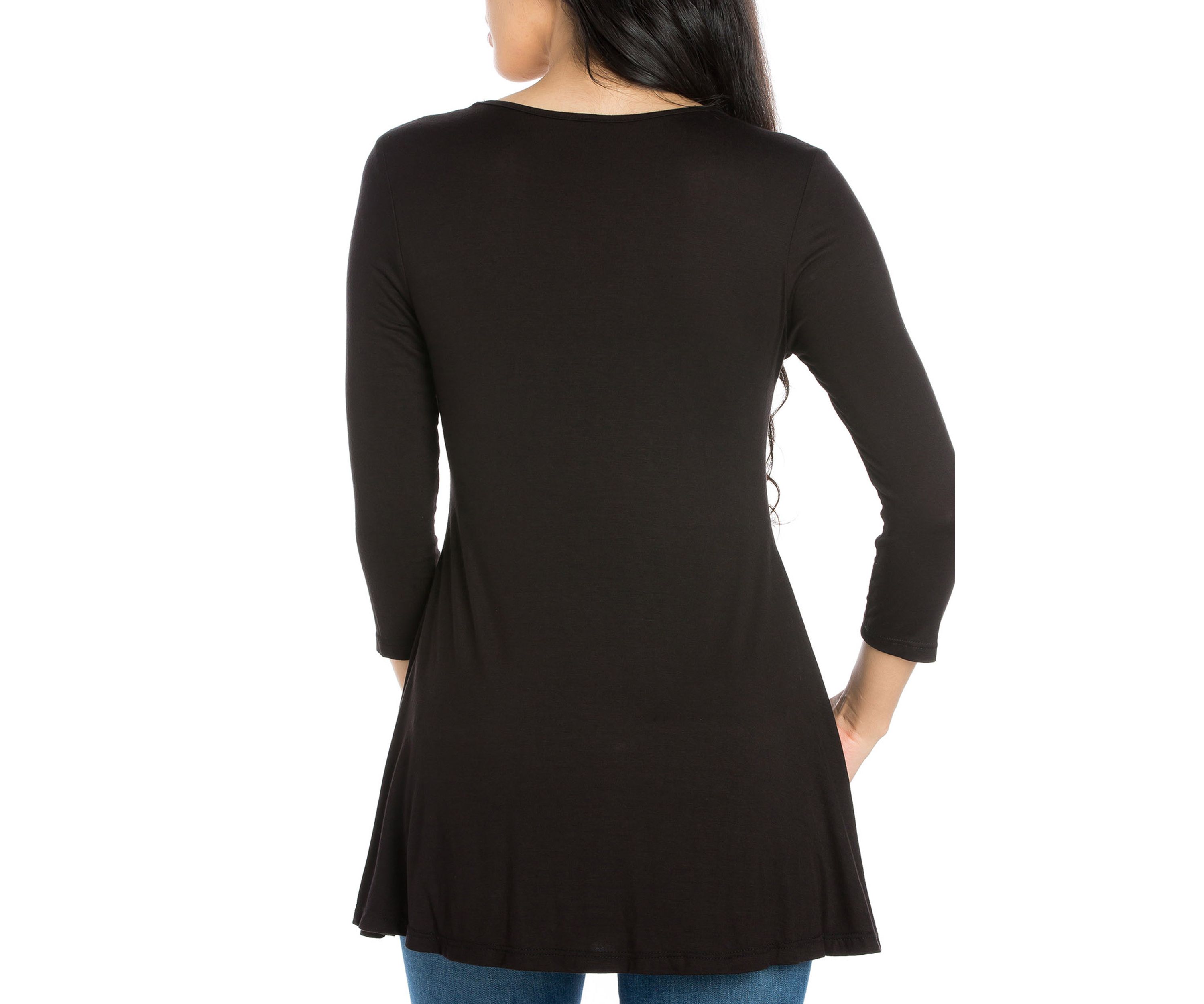 Three Quarter Sleeve V-Neck Tunic Top