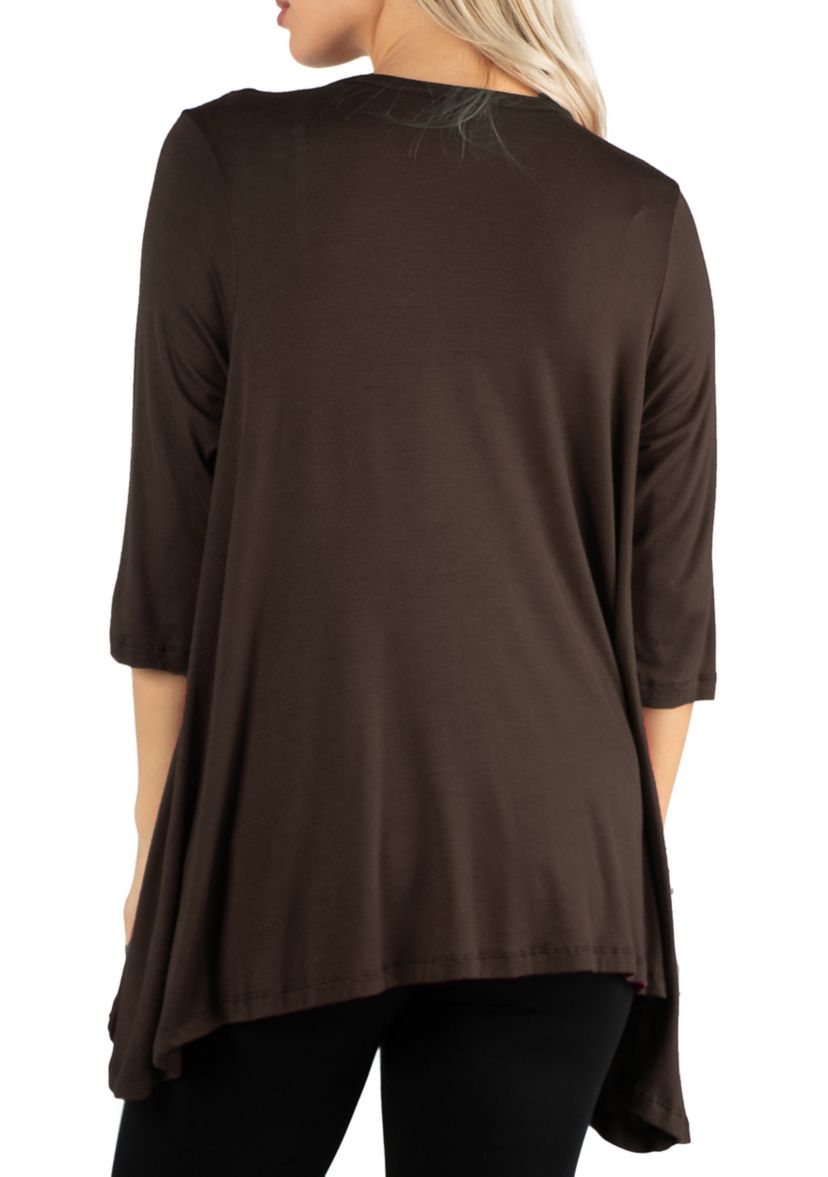 Womens Elbow Length Sleeve Open Cardigan