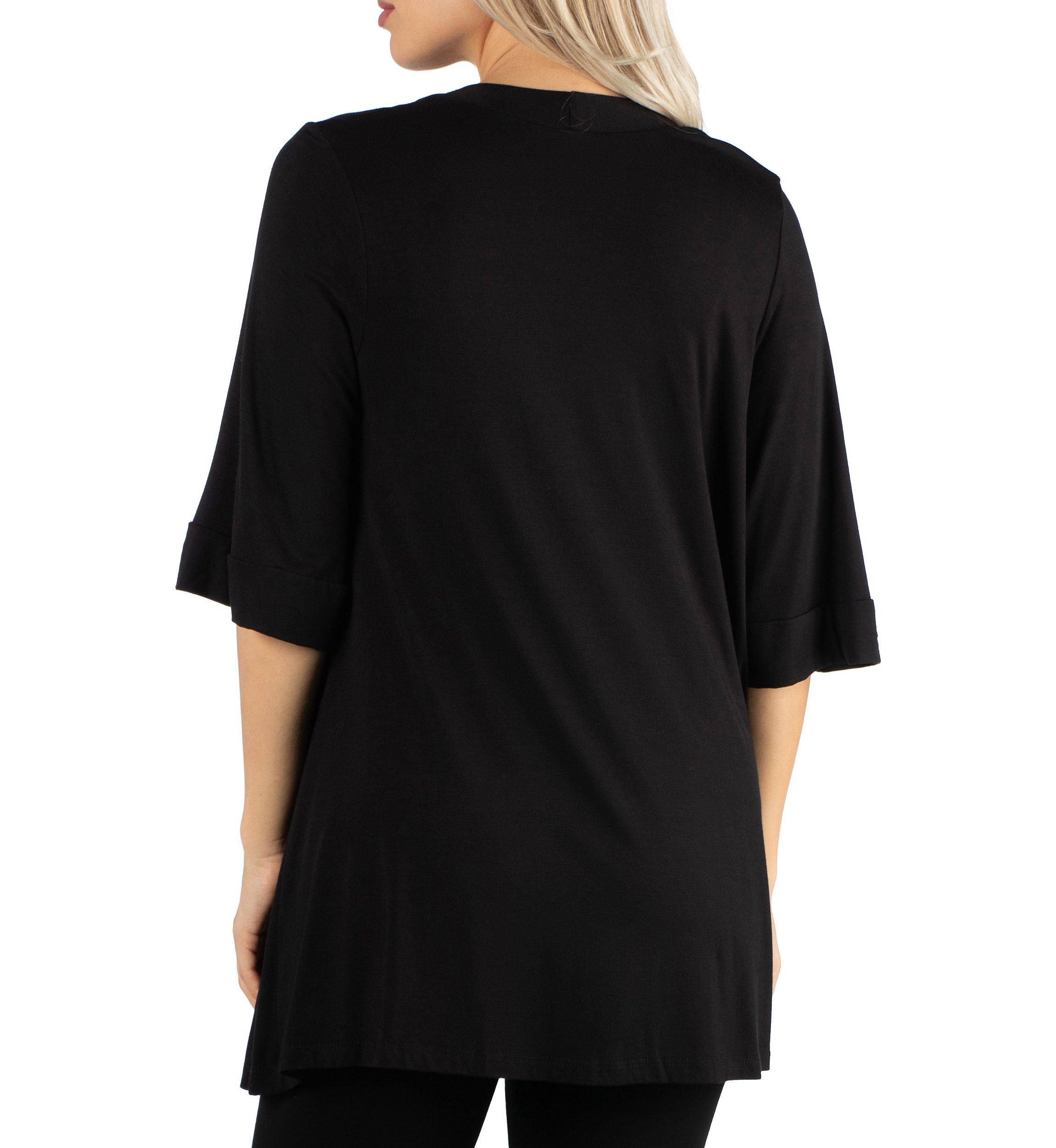 Womens Open Front Elbow Length Sleeve Cardigan