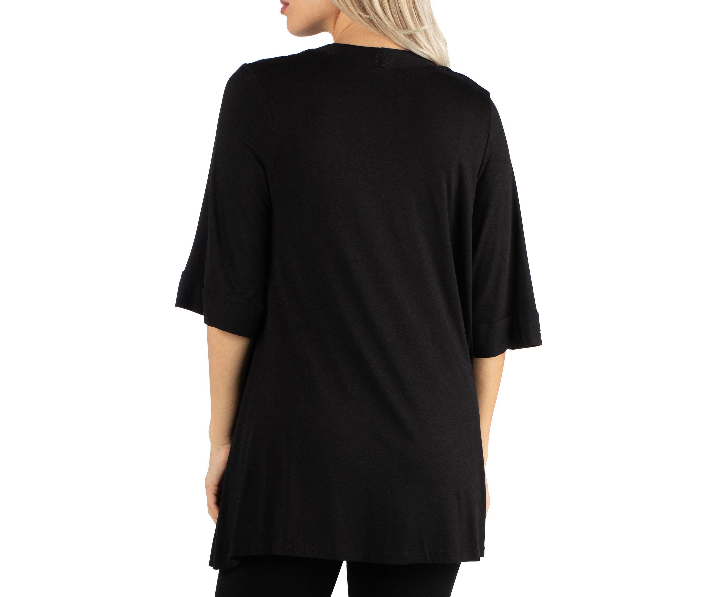 Womens Open Front Elbow Length Sleeve Cardigan