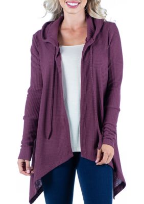 Women's Waffle Fabric Cardigan Hoodie