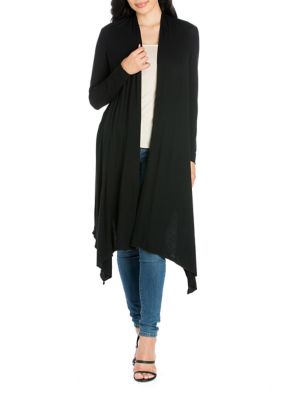 24seven Comfort Apparel Women's Extra Long Open Front Cardigan