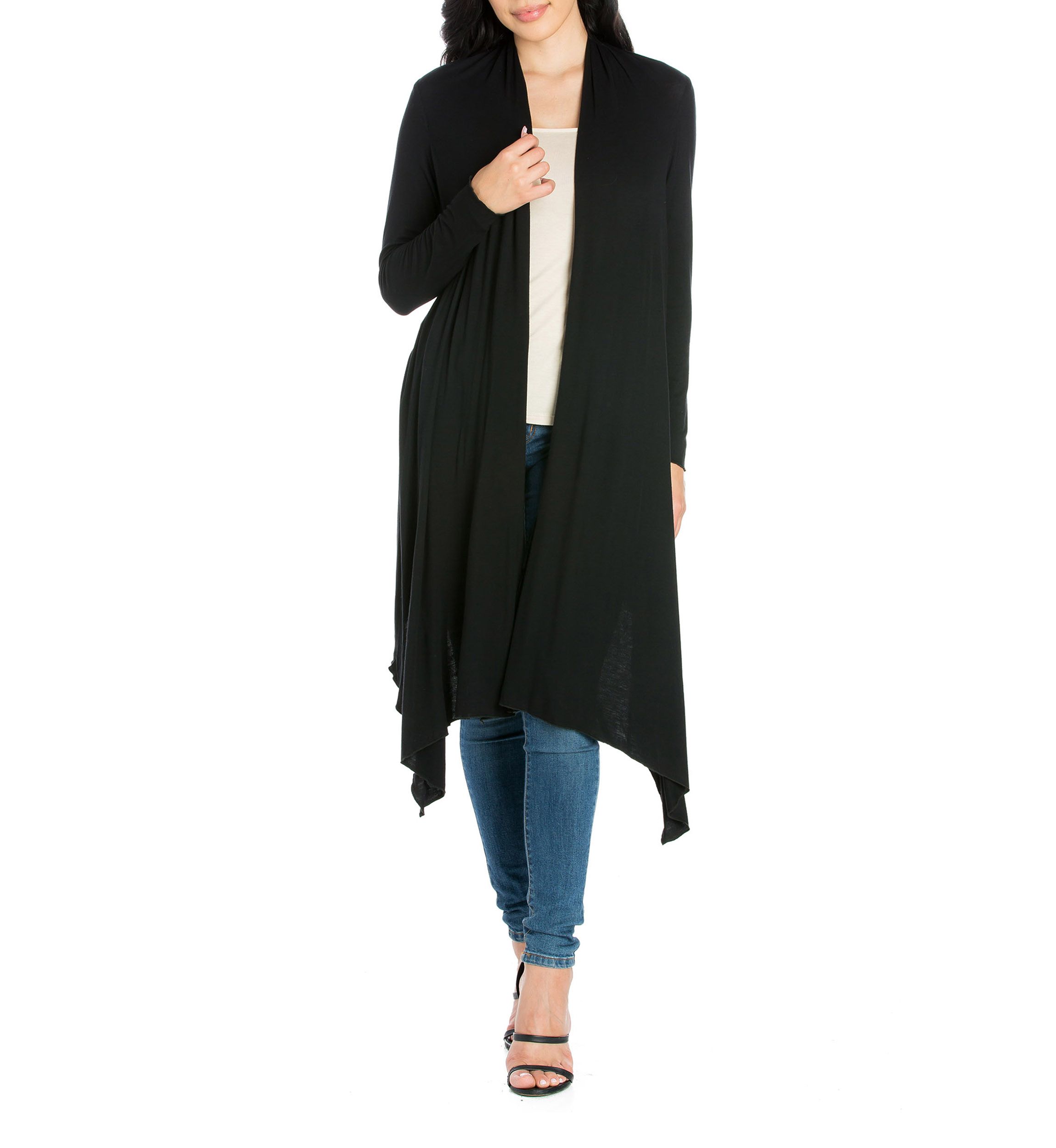 Womens Extra Long Open Front Cardigan