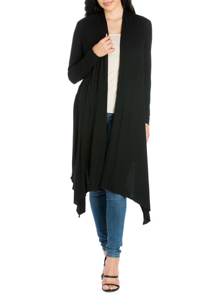 Womens Extra Long Open Front Cardigan