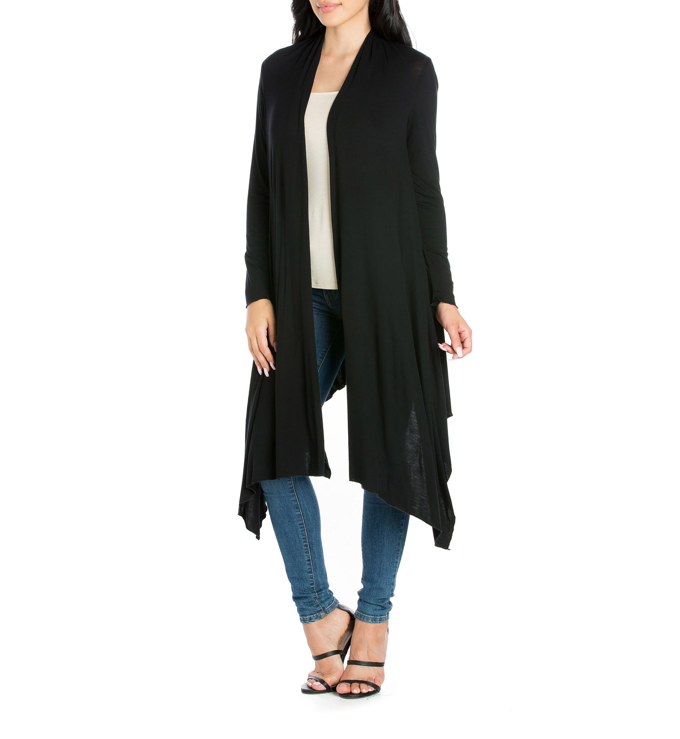 Womens Extra Long Open Front Cardigan