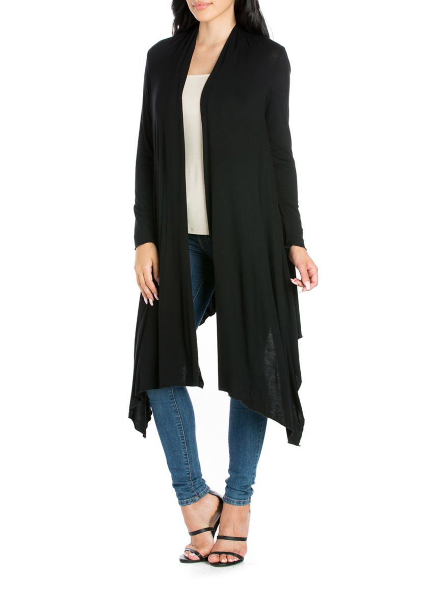 Womens Extra Long Open Front Cardigan