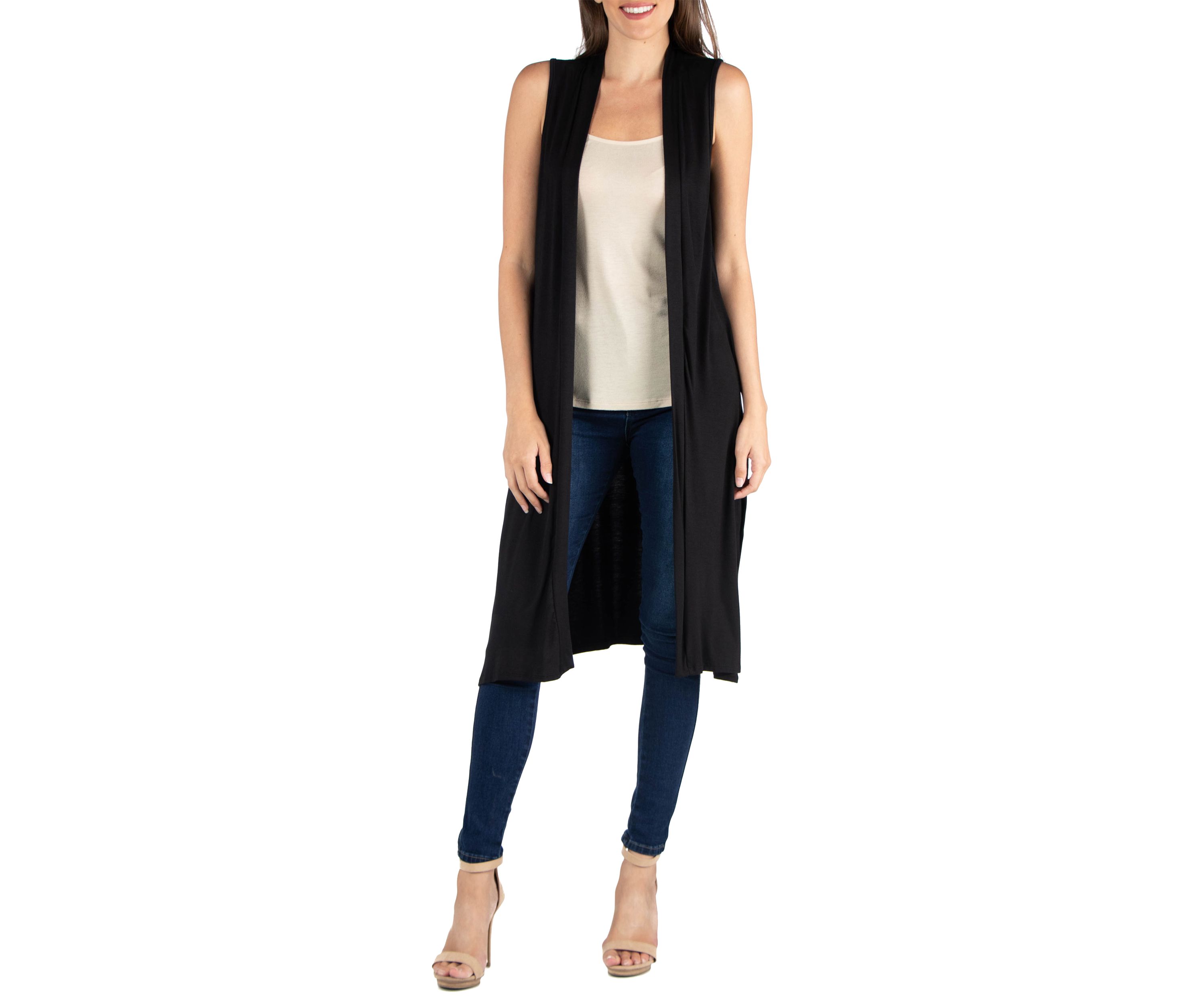 Womens Sleeveless Long Cardigan