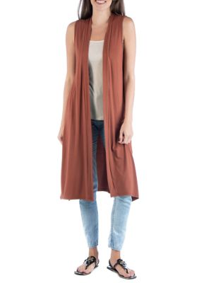 24seven Comfort Apparel Women's Sleeveless Long Cardigan | belk