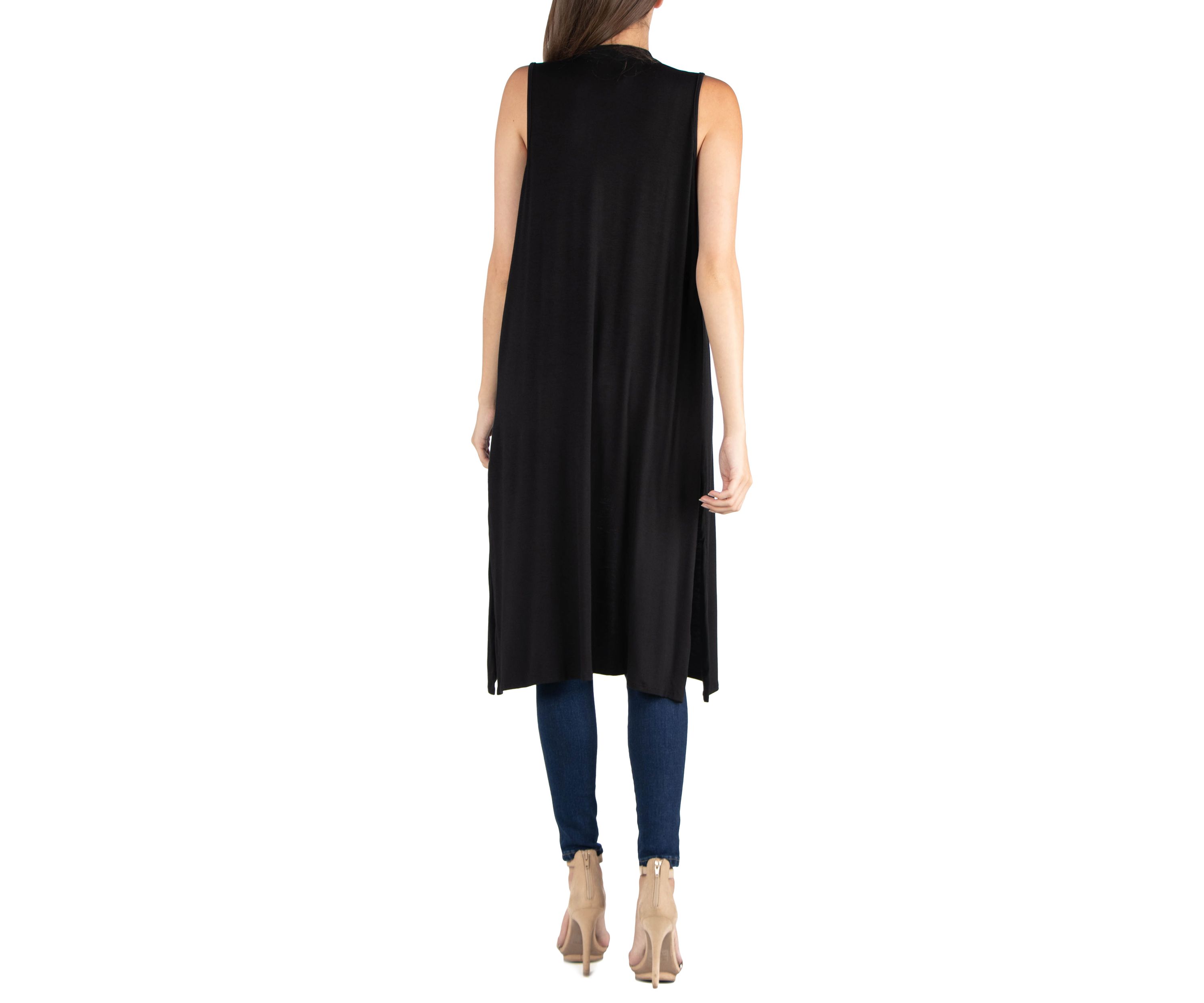 Womens Sleeveless Long Cardigan