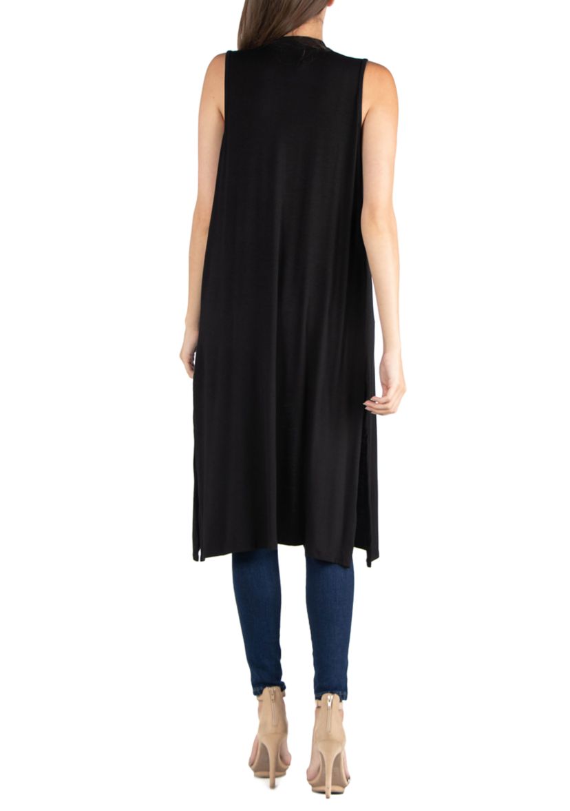 Womens Sleeveless Long Cardigan