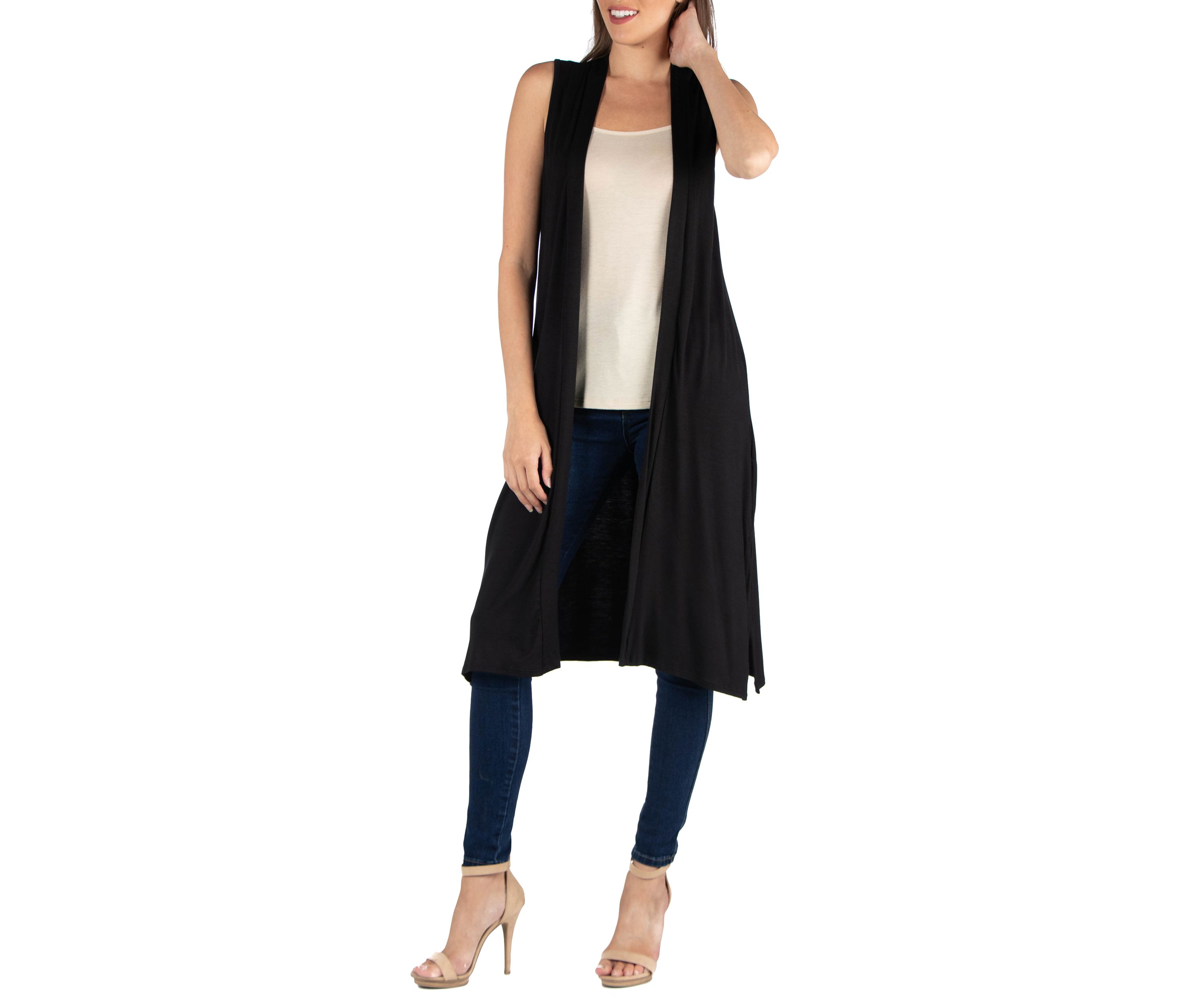 Womens Sleeveless Long Cardigan