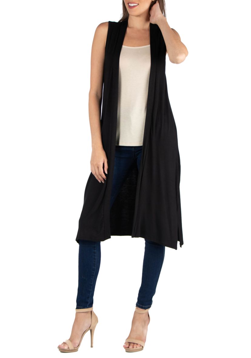 Womens Sleeveless Long Cardigan