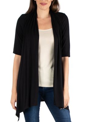 24seven Comfort Apparel Plus Size Open Front Elbow Length Sleeve ...