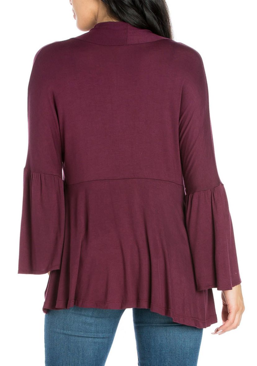Womens Bell Sleeve Flared Open Front Cardigan