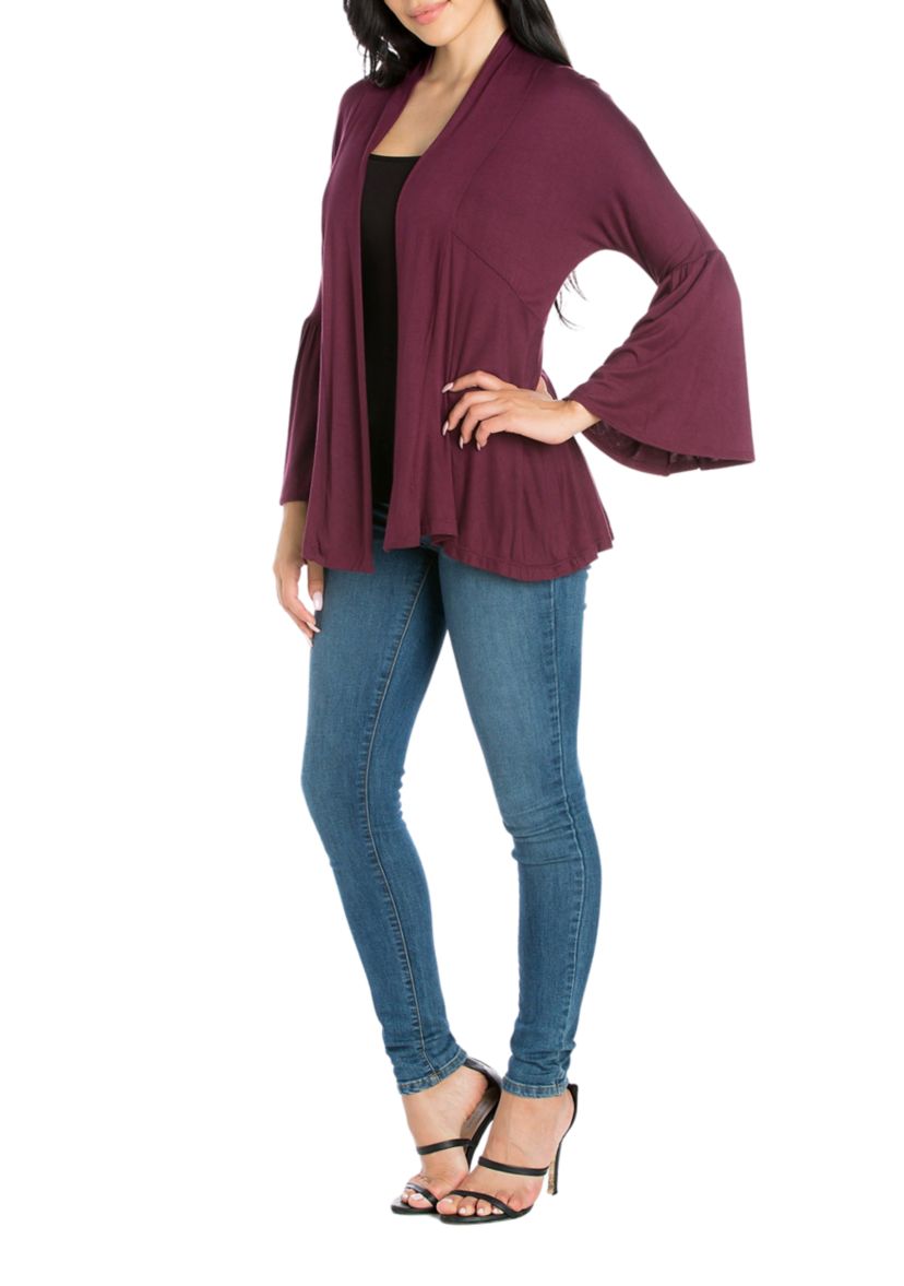 Womens Bell Sleeve Flared Open Front Cardigan