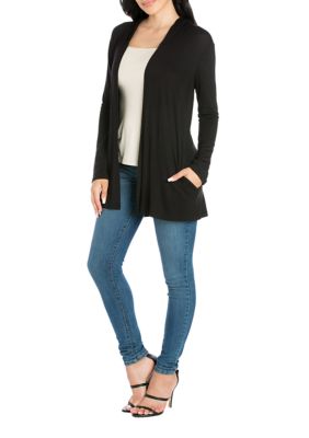 Women's Open Front Lightweight Hooded Cardigan