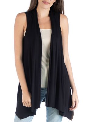 24seven Comfort Apparel Women's Draped Sleeveless Cardigan