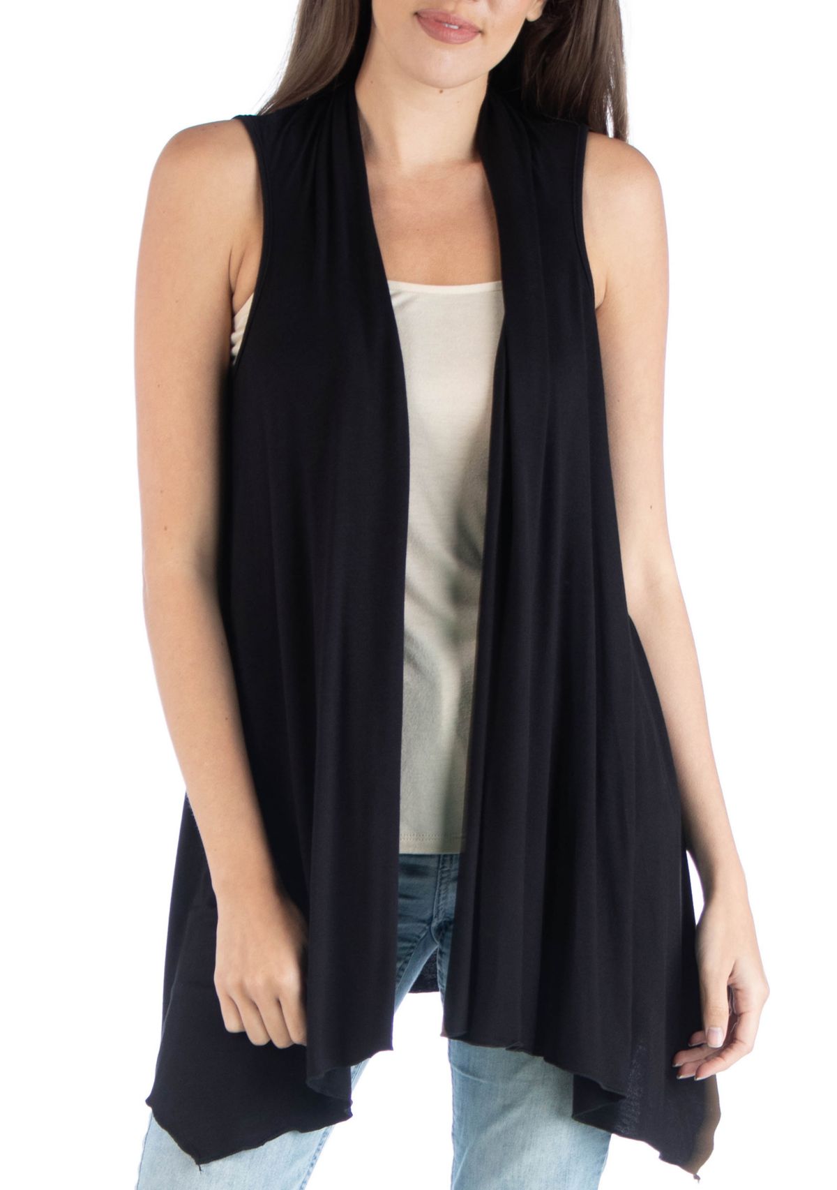 Womens Draped Sleeveless Cardigan