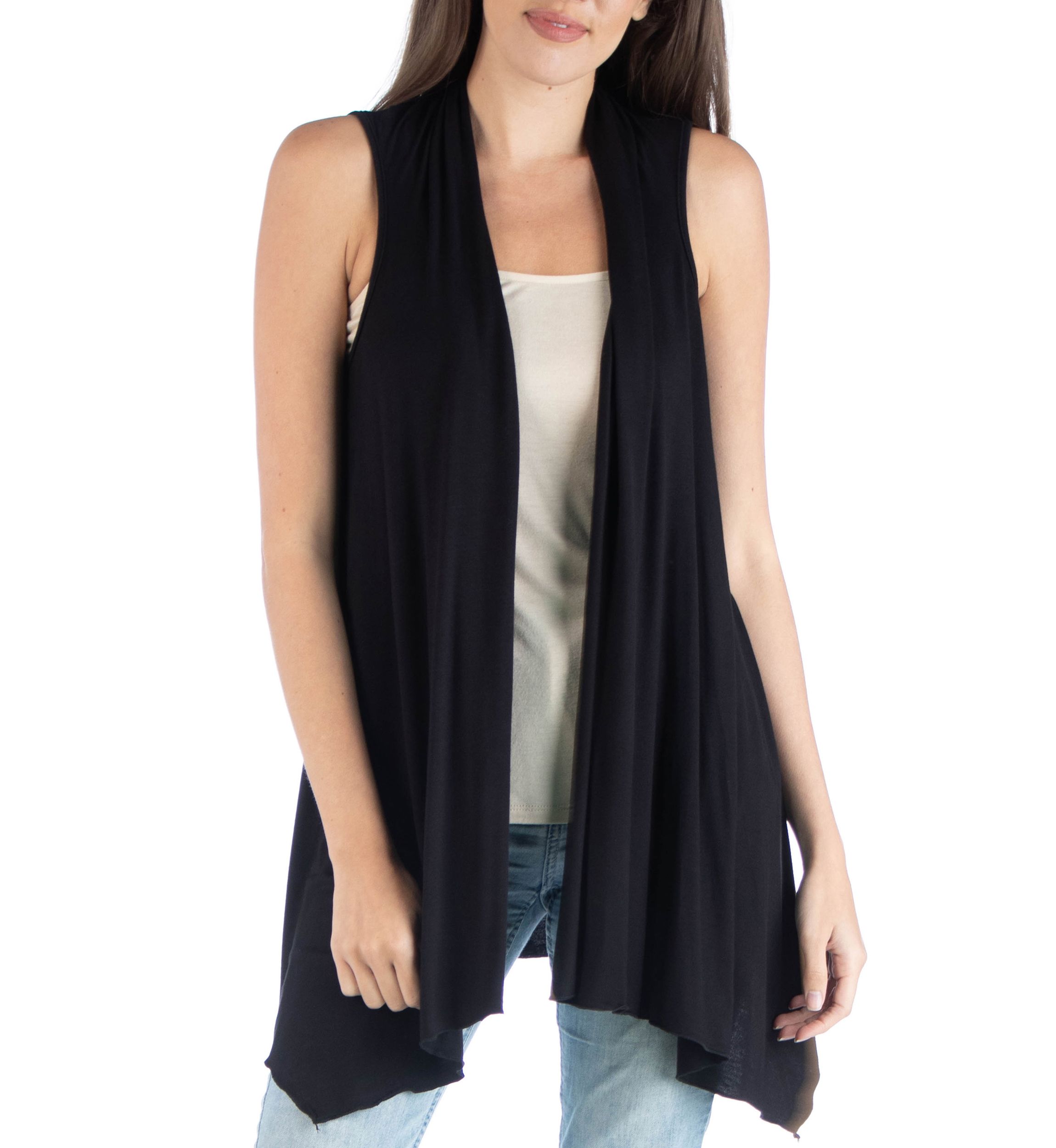Womens Draped Sleeveless Cardigan
