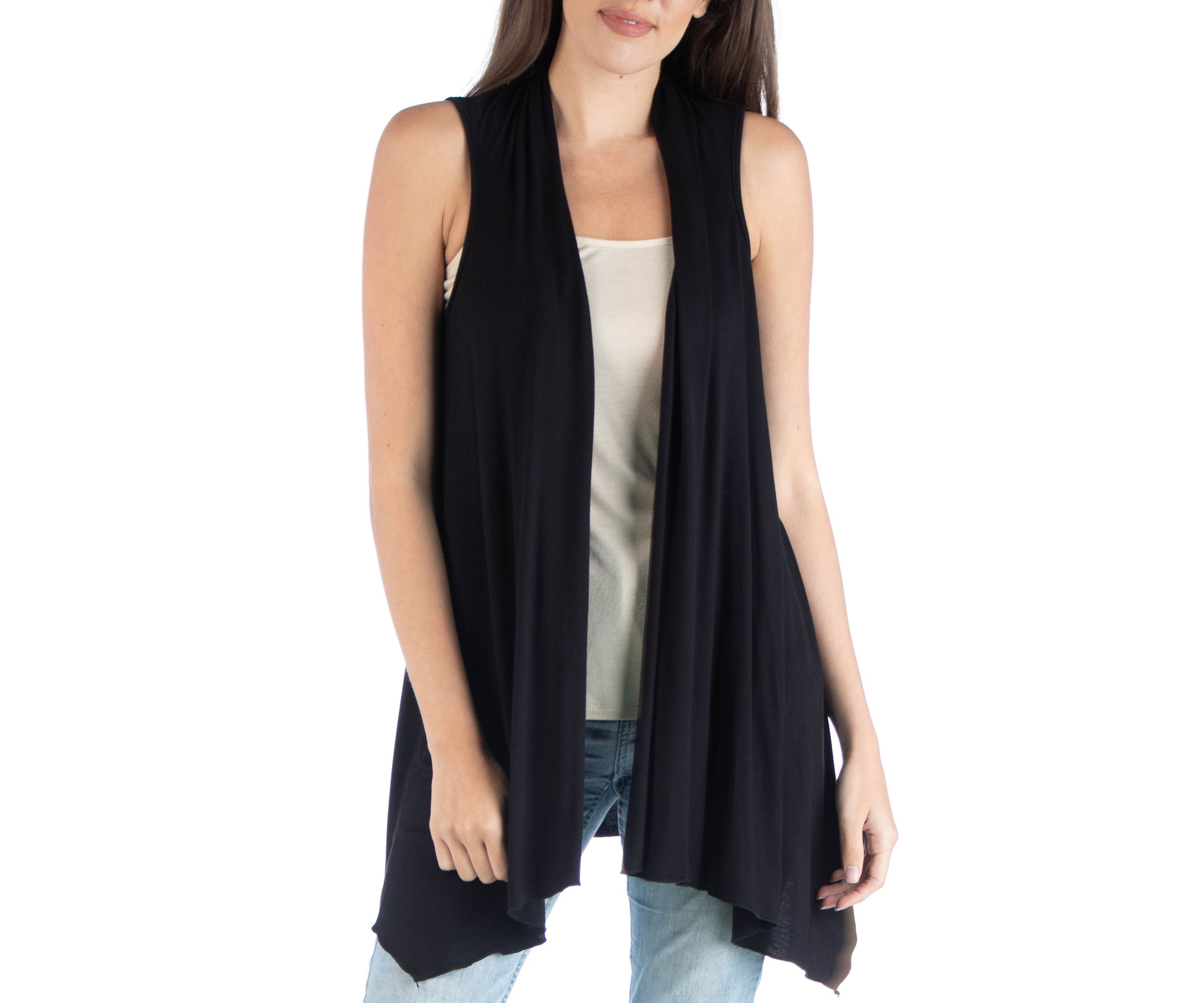 Womens Draped Sleeveless Cardigan