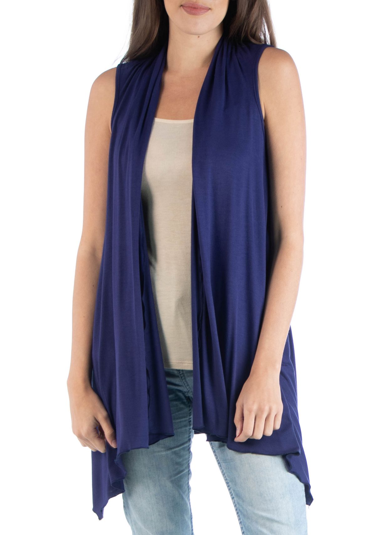 Womens Draped Sleeveless Cardigan