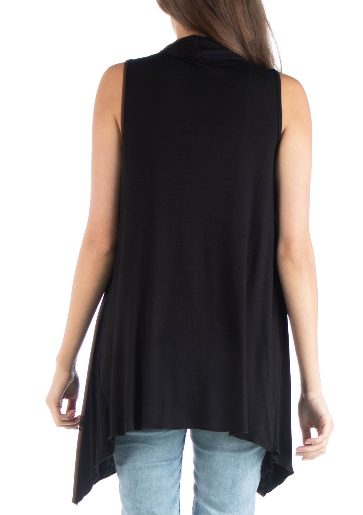 Womens Draped Sleeveless Cardigan