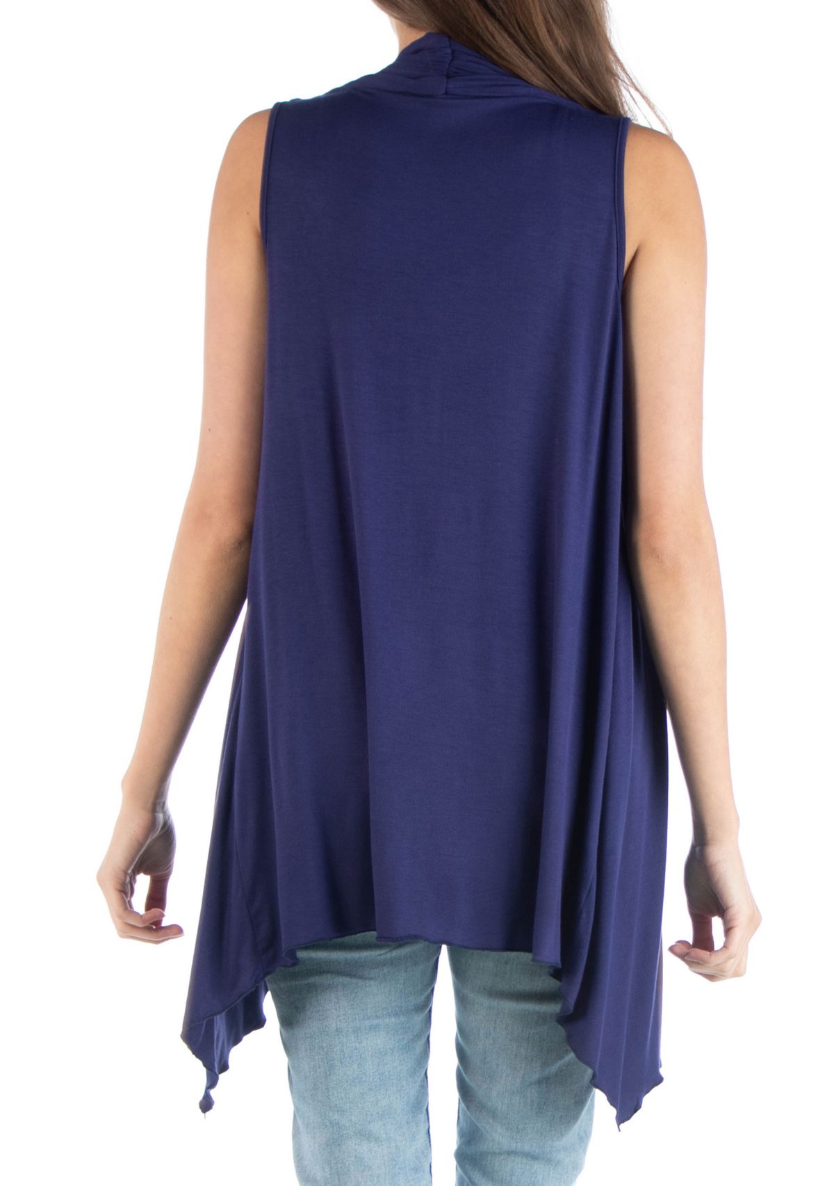 Womens Draped Sleeveless Cardigan