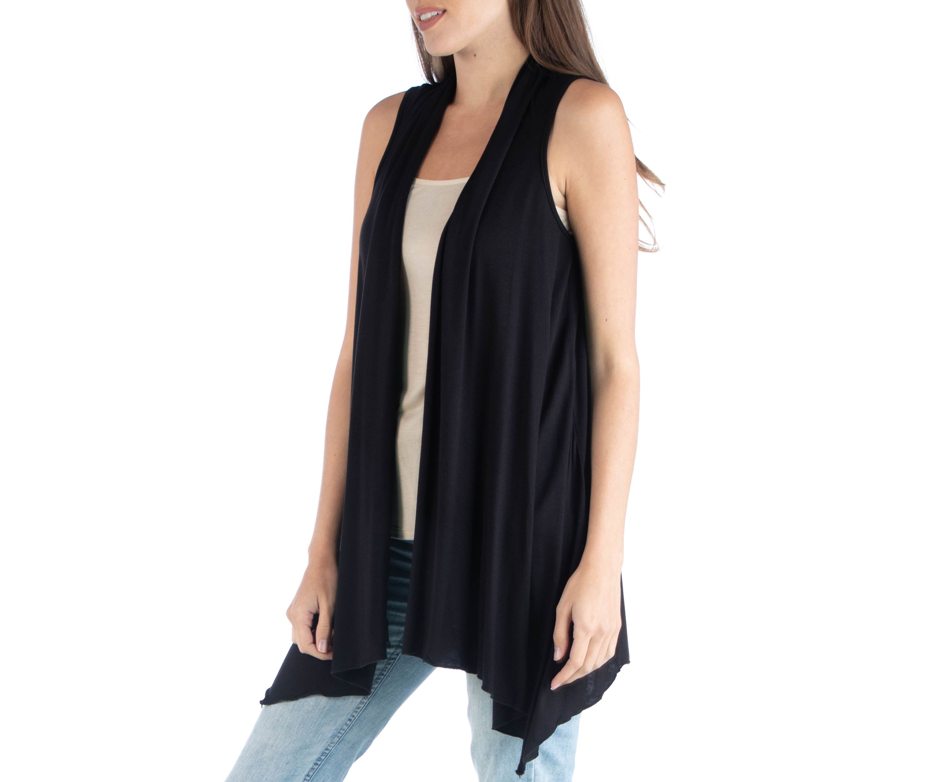 Womens Draped Sleeveless Cardigan