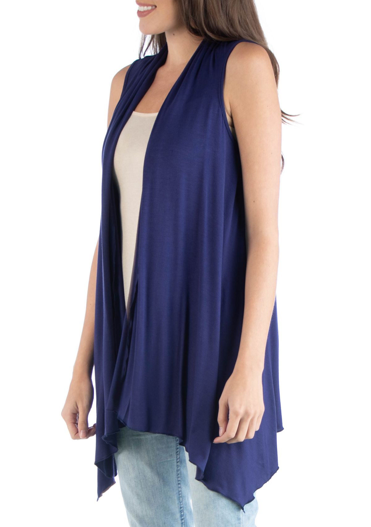 Womens Draped Sleeveless Cardigan