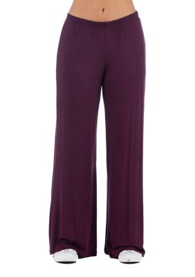 24seven Comfort Apparel Women's Comfortable Solid Color Palazzo Lounge Pants