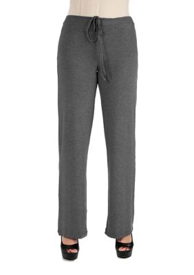 24seven Comfort Apparel Women's Drawstring Lounge Pants, Grey, 1X