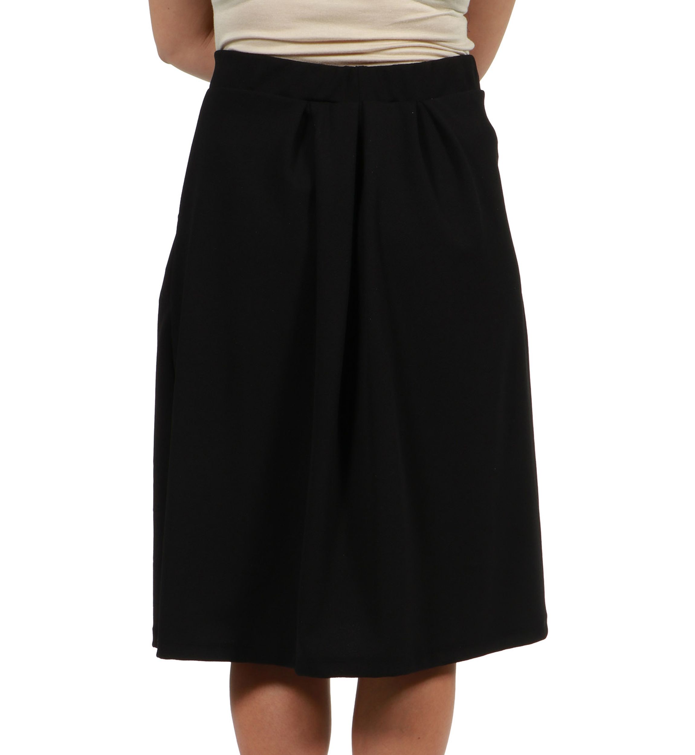 Classic Knee Length Black Skirt With Pockets