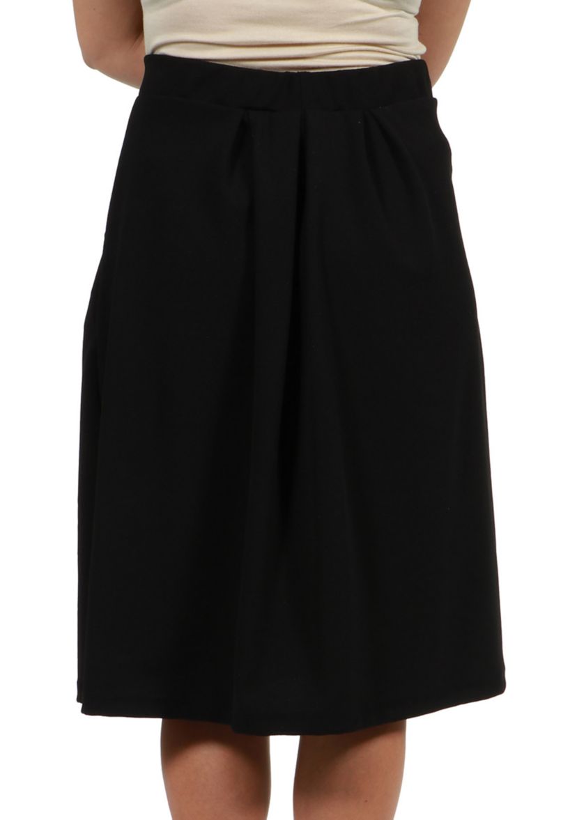 Classic Knee Length Black Skirt With Pockets