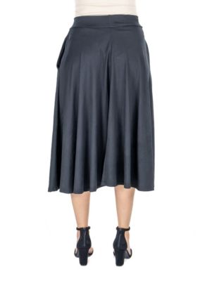 Elastic Waist Pleated Pocket Midi Skirt