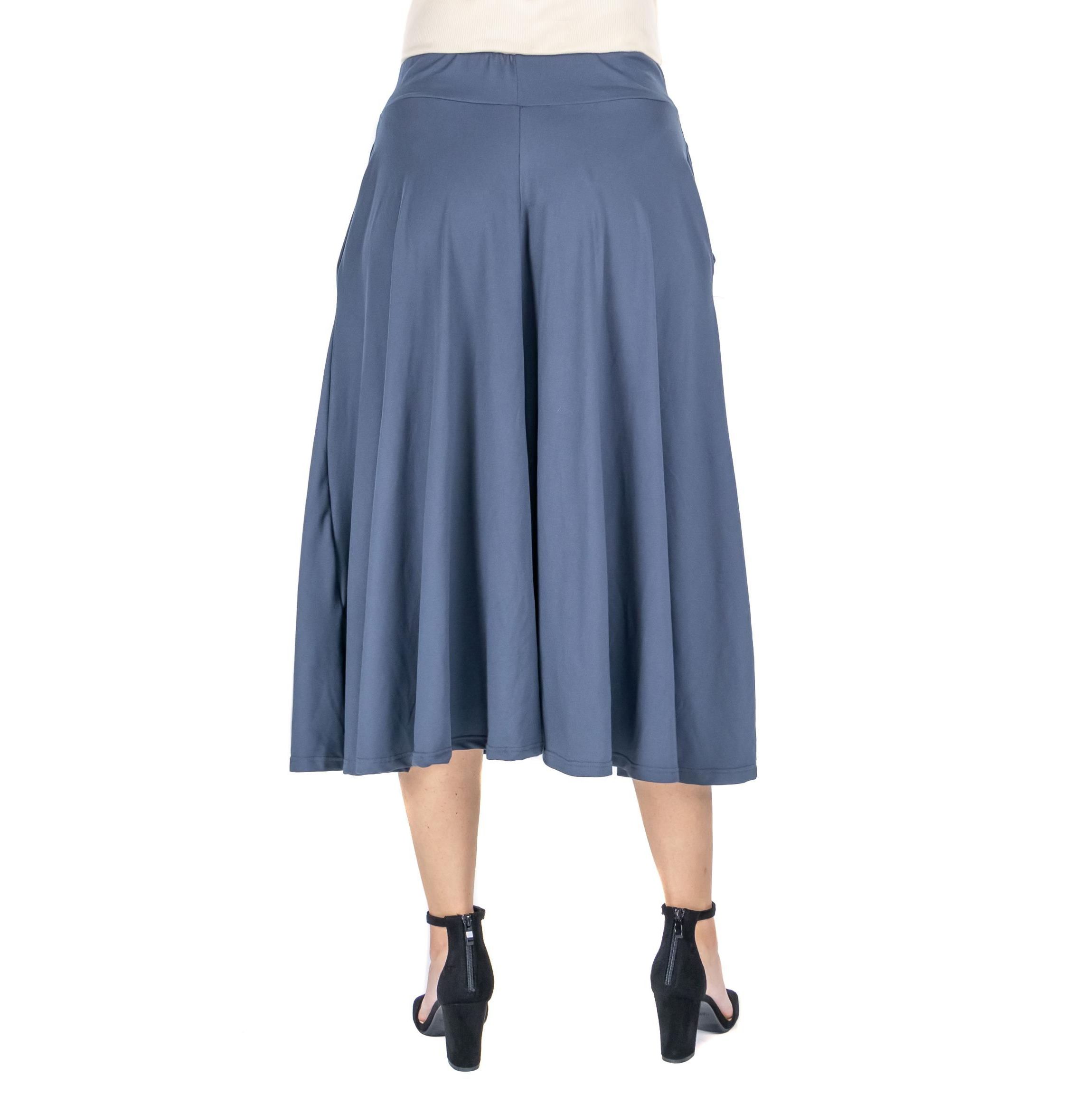 Elastic Waist Pleated Pocket Midi Skirt