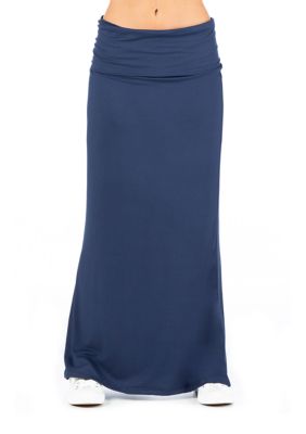 24seven Comfort Apparel Women's Comfortable Foldover Maxi Skirt